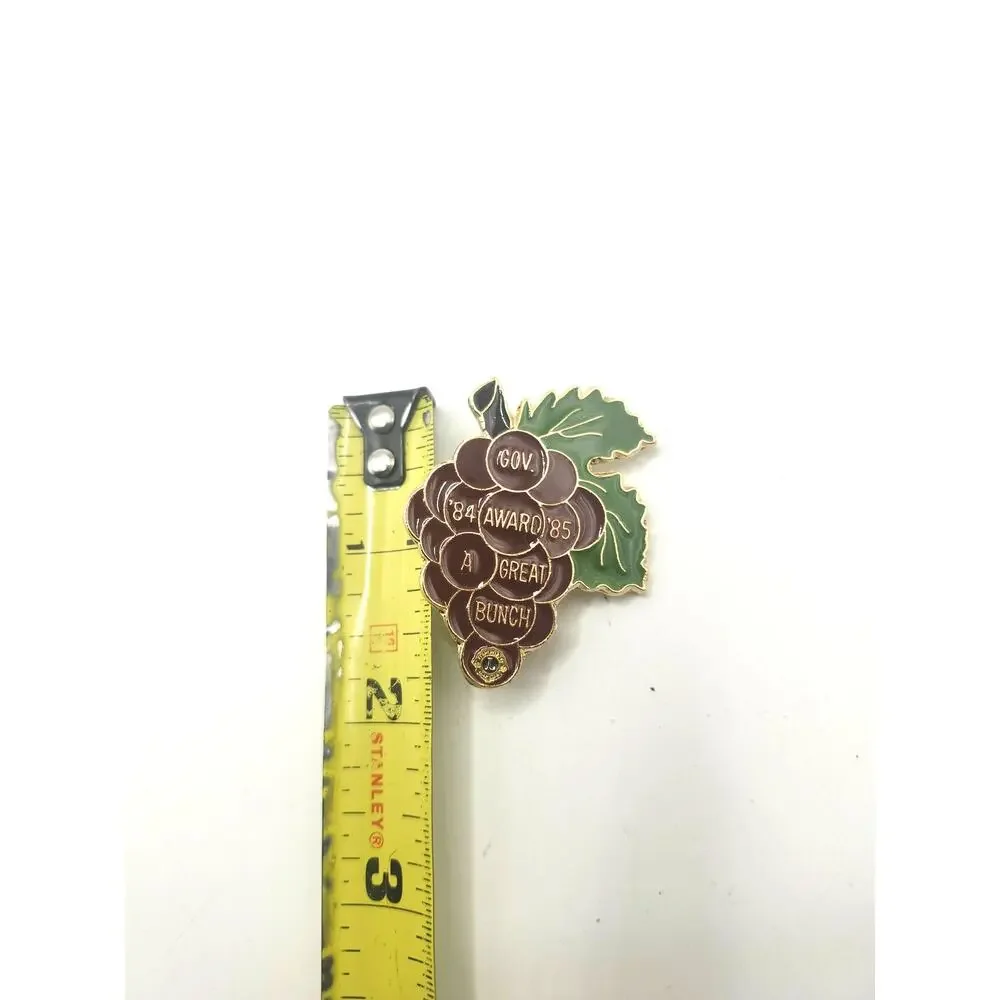 Vtg 1984-85 Lions Club Gov Award Pin A Great Bunch Grape Cluster Enamel Lapel